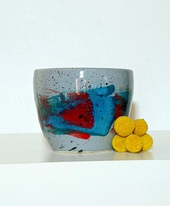 MACETAS ARTESANALES CON DISEÑOS COLORIDOS DE PINCELADAS / TIENEN DRENAJE - comprar online