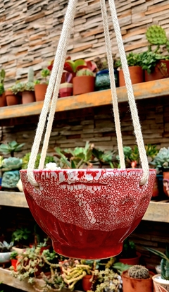 PORTA MACETA COLGANTE ARTESANAL CON ESMALTES COMBINADOS / SIN DRENAJE - comprar online