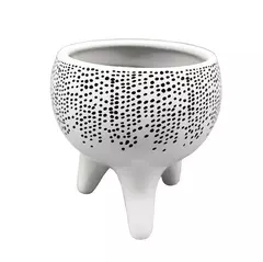 MACETA CON PATITAS Y DISEÑO PINTITAS / TIENE DRENAJE