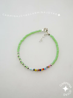 PULSERA PLATA Y CRISTALES CHECOS