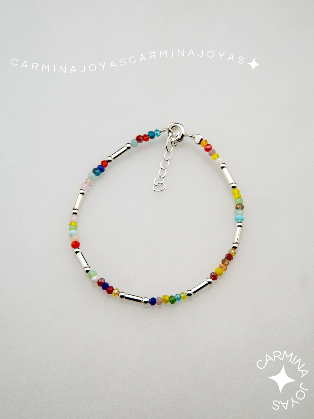 PULSERA PLATA Y CRISTALES CHECOS