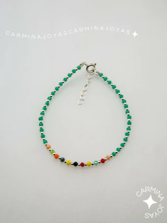 PULSERA PLATA Y CRISTALES CHECOS