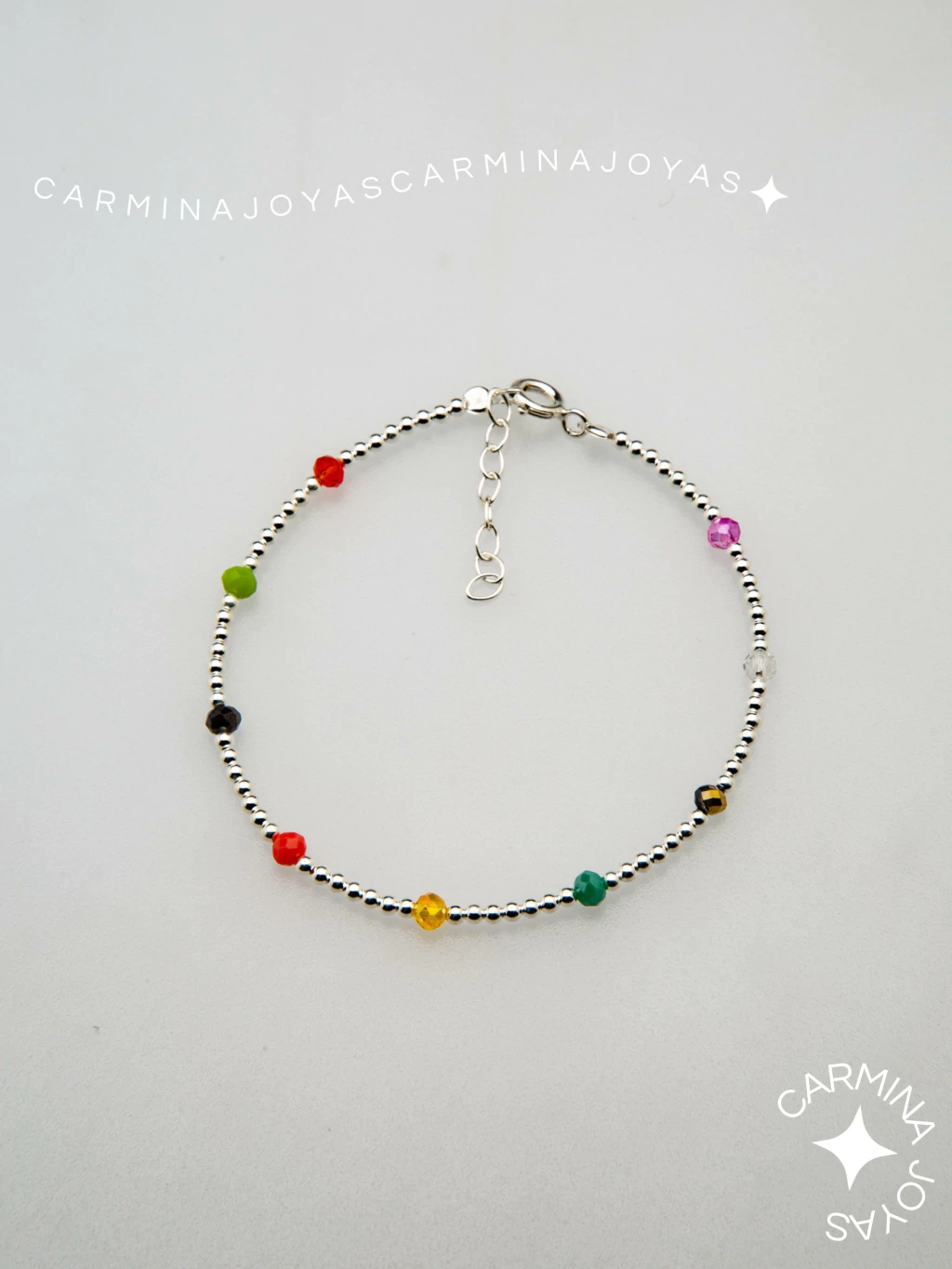 PULSERA PLATA Y CRISTALES CHECOS