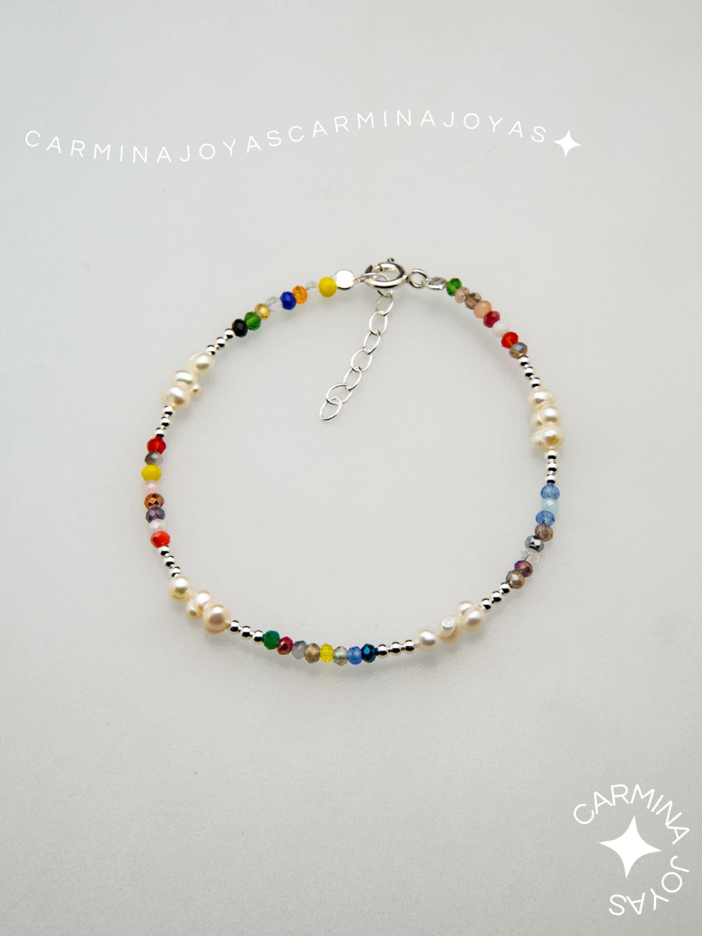 PULSERA PLATA Y CRISTALES CHECOS