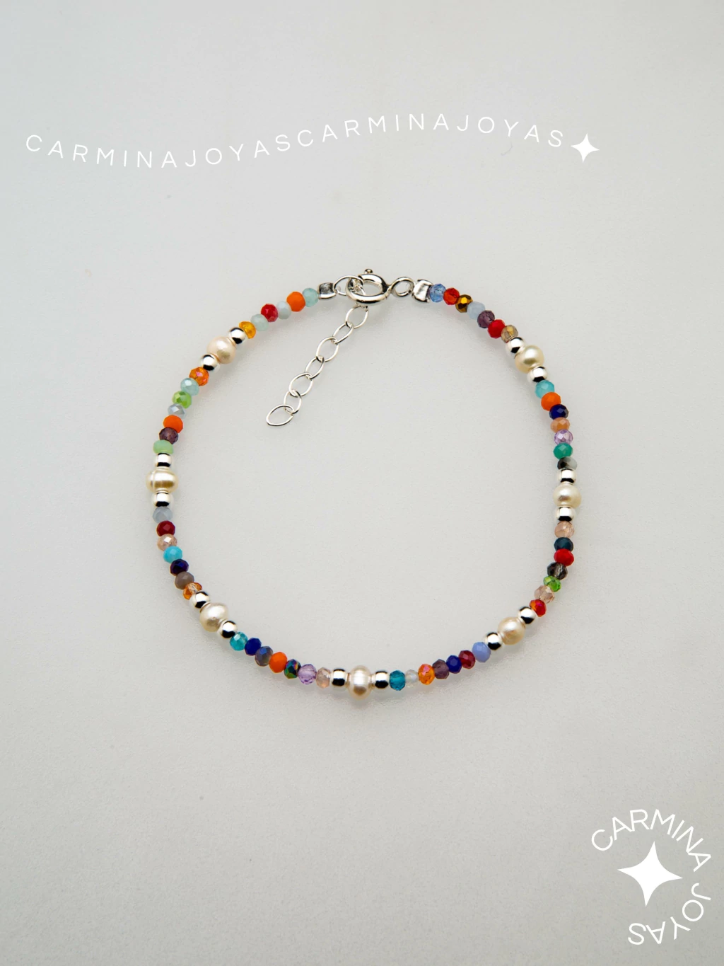 PULSERA PLATA Y CRISTALES CHECOS
