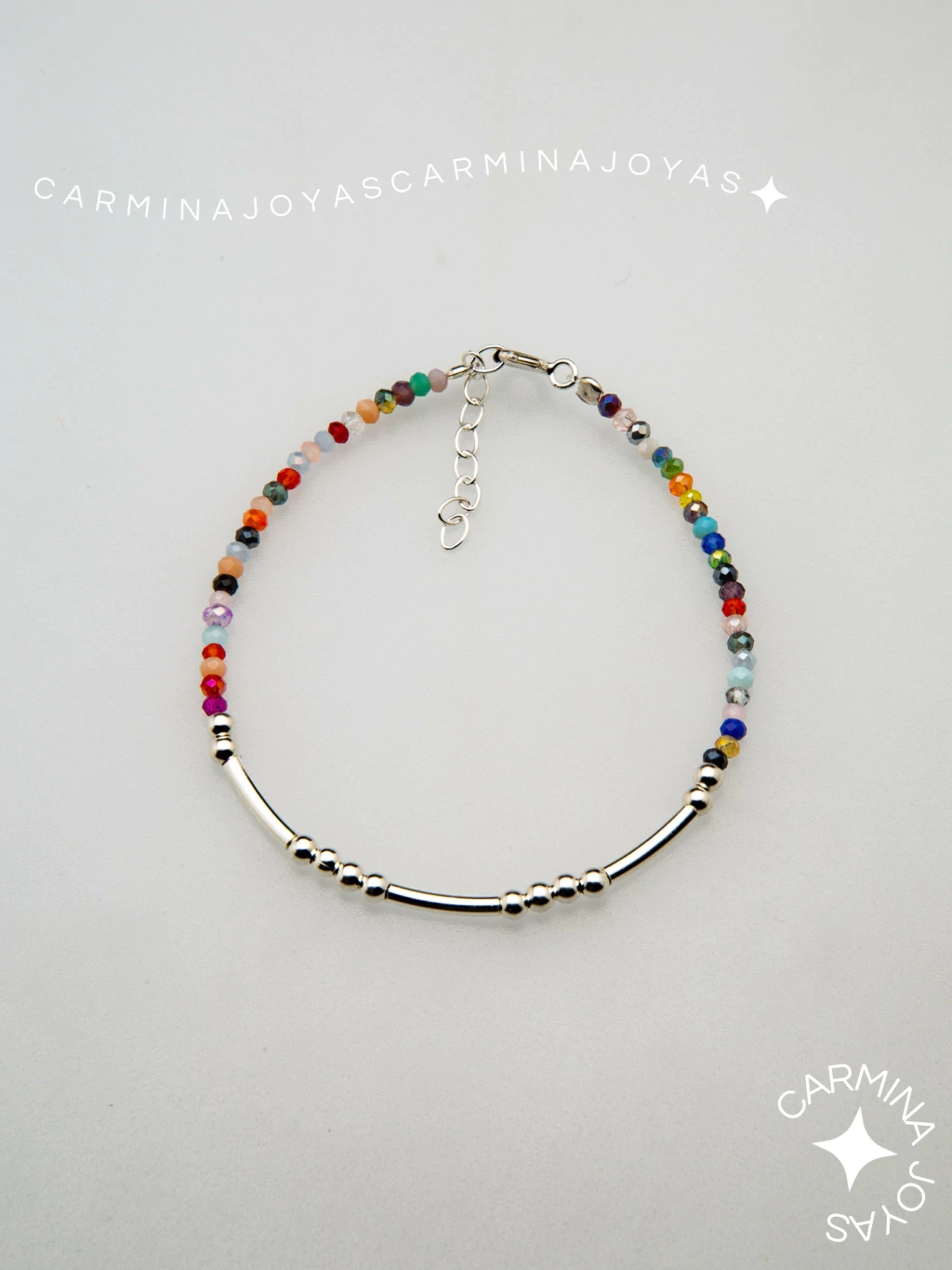 PULSERA PLATA Y CRISTALES CHECOS