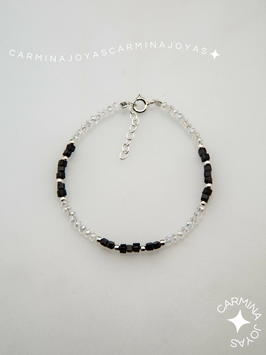 PULSERA PLATA Y CRISTALES CHECOS