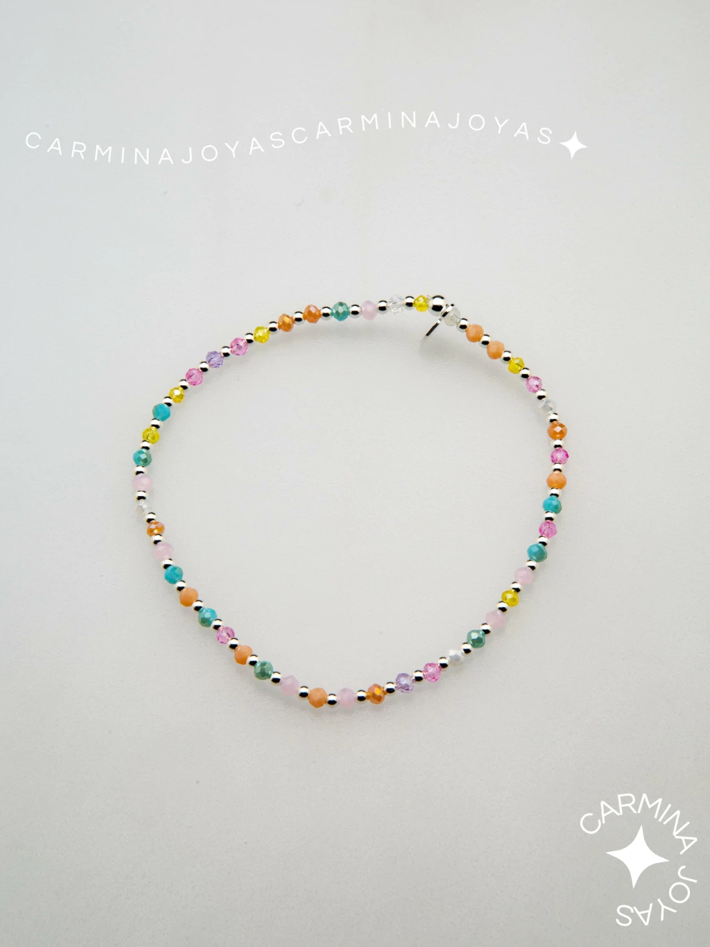 PULSERA PLATA Y CRISTALES CHECOS