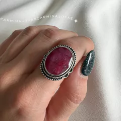 ANILLO PLATA Y RAÍZ DE RUBÍ