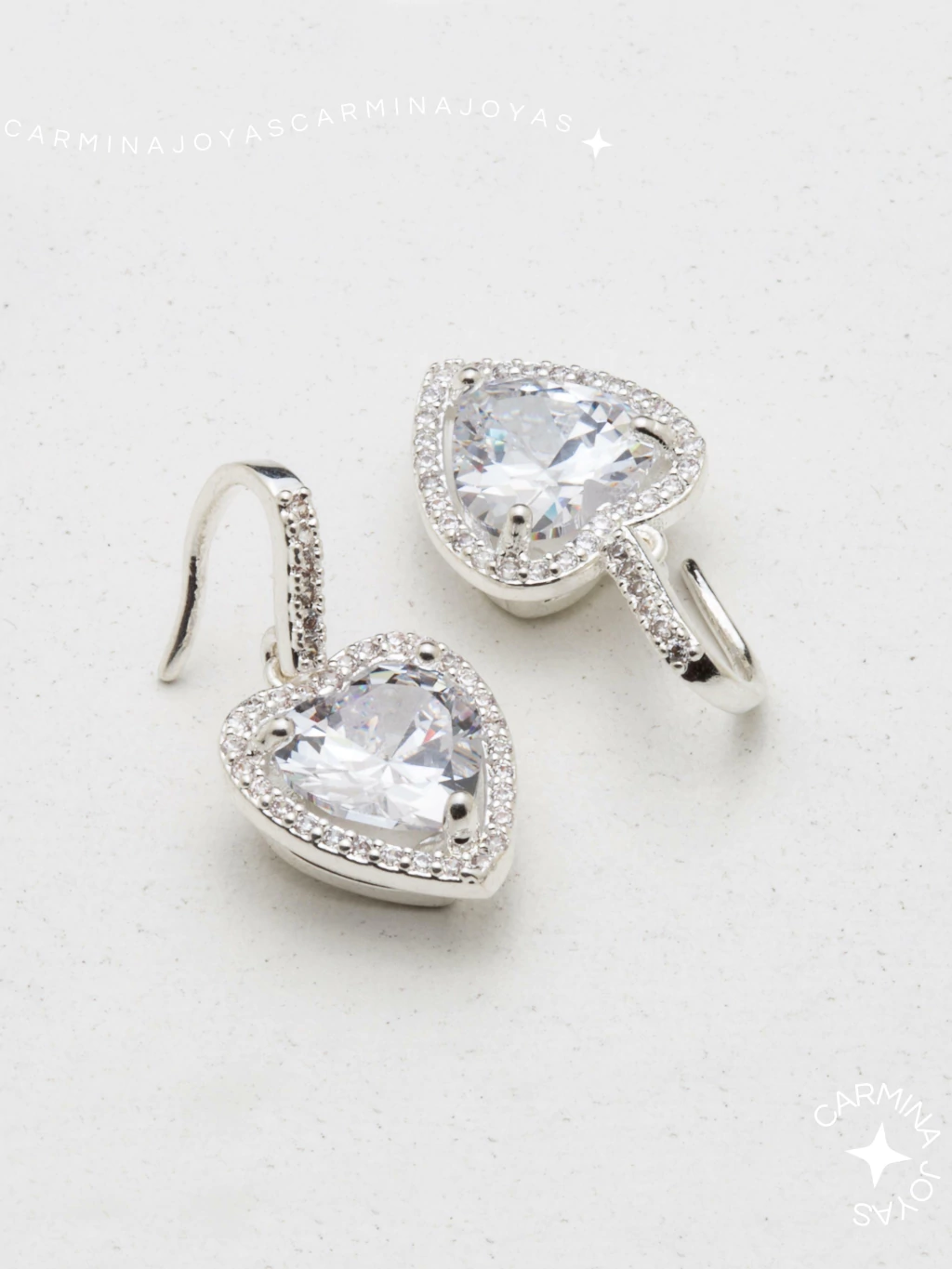 AROS PLATA Y CUBIC CORAZON COLGANTE