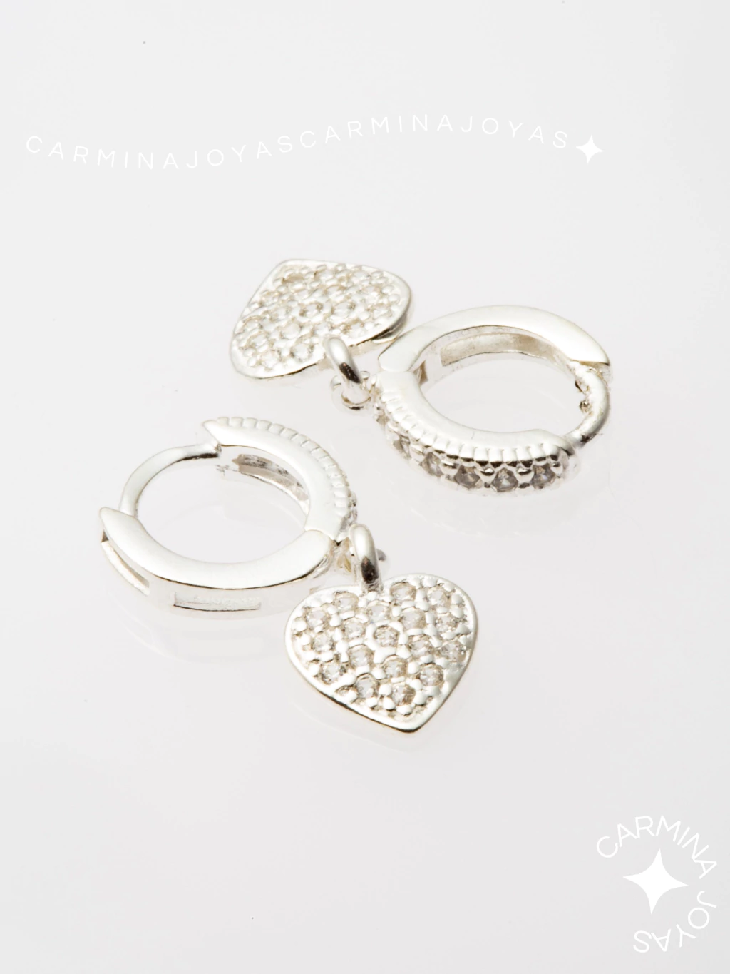 ARGOLLAS DIJE CORAZON PLATA Y CUBIC