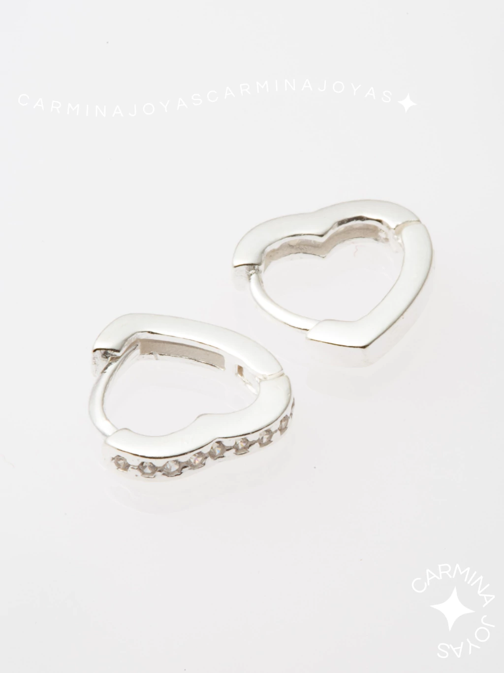 ARGOLLITAS CORAZÓN PLATA Y CUBIC 10/12 MM DE DIÁMETRO