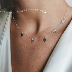 COLLAR CORAZONES COMBINADOS PLATA 925