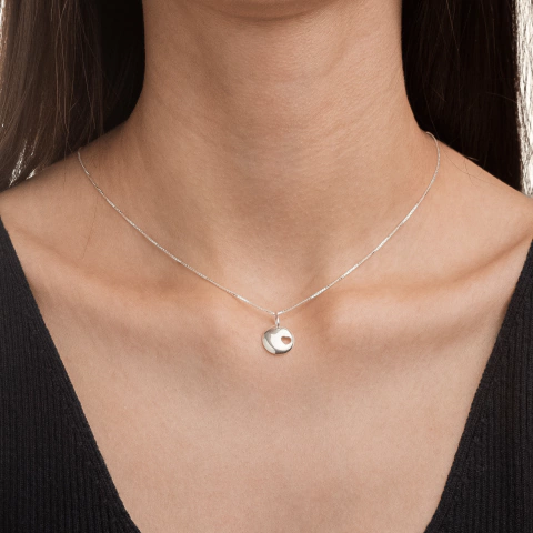 Colar de Prata Medalha Coração