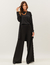 Trijunto Cardigan Longo Preto com Regata fendas preta e Calça Panamá Preta - comprar online
