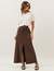 Conjunto Blusa Maria Off White e Saia Midi Portinari Marrom