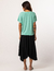 Conjunto Blusa Transpassada Pistache e Saia Midi Eloa Preta - FRIGA 