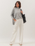 Conjunto Blusa Gola Boba Mescla e Calça Safira Off White