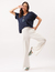 Conjunto Blusa Transpassada Marinho e Calça Pantalona Panama Off white - comprar online