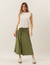 Conjunto Blusa Regata Fendas Off White e Calça Mônaco Verde Militar - FRIGA 