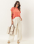 Conjunto Blusa Salamanca Coral e Calça Salamanca Off White - comprar online