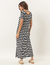 Vestido Longo Com Bolso Listrado Preto - FRIGA 