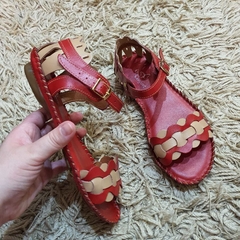 Sandália em couro tomate/nude - comprar online