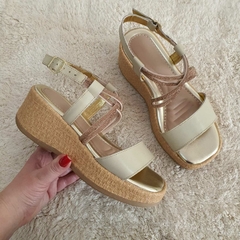 Anabela em couro off white
