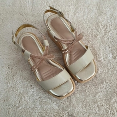 Anabela em couro off white na internet