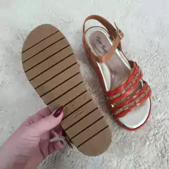Anabela em couro canela/abobora na internet
