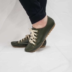 Mocatênis em couro verde militar - comprar online