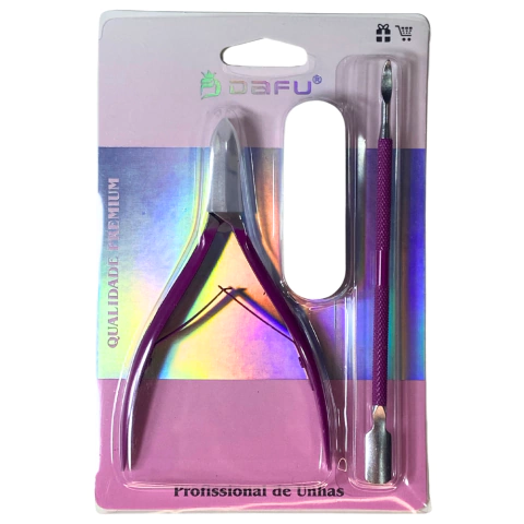 Kit Profissional de Unhas: Alicate, Lixa e Espátula Dafu