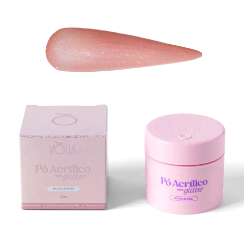 Pó Acrílico com Glitter Nude Shine Vòlia 20g