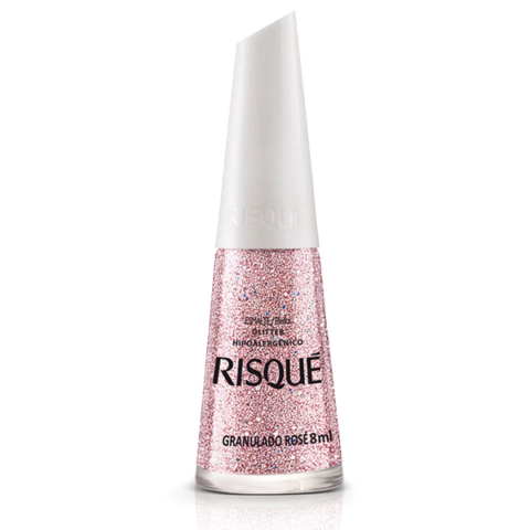 Esmalte Risqué Efeito Glitter Granulado Rosé 8ml