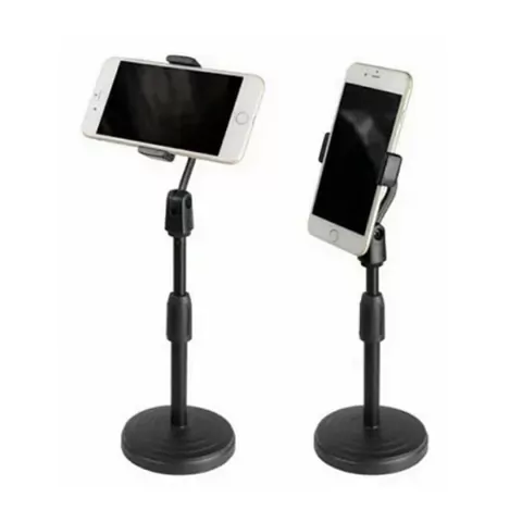 Suporte Para Celular Com Pé Regulador de Altura Preto