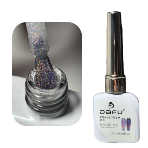 Esmalte em Gel Magnético Holográfico Arco-Iris Olho de Gato Dafu 10ml