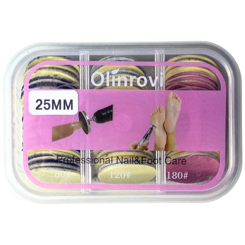 Refil Lixa para Pé com 3 Gramaturas (80#, 120# e 180#) 25mm Olínrovi