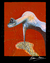 Estampa da obra "Três Estudos para Figuras na Base de uma Crucificação" de Francis Bacon, apresentando uma figura expressiva em um fundo avermelhado.