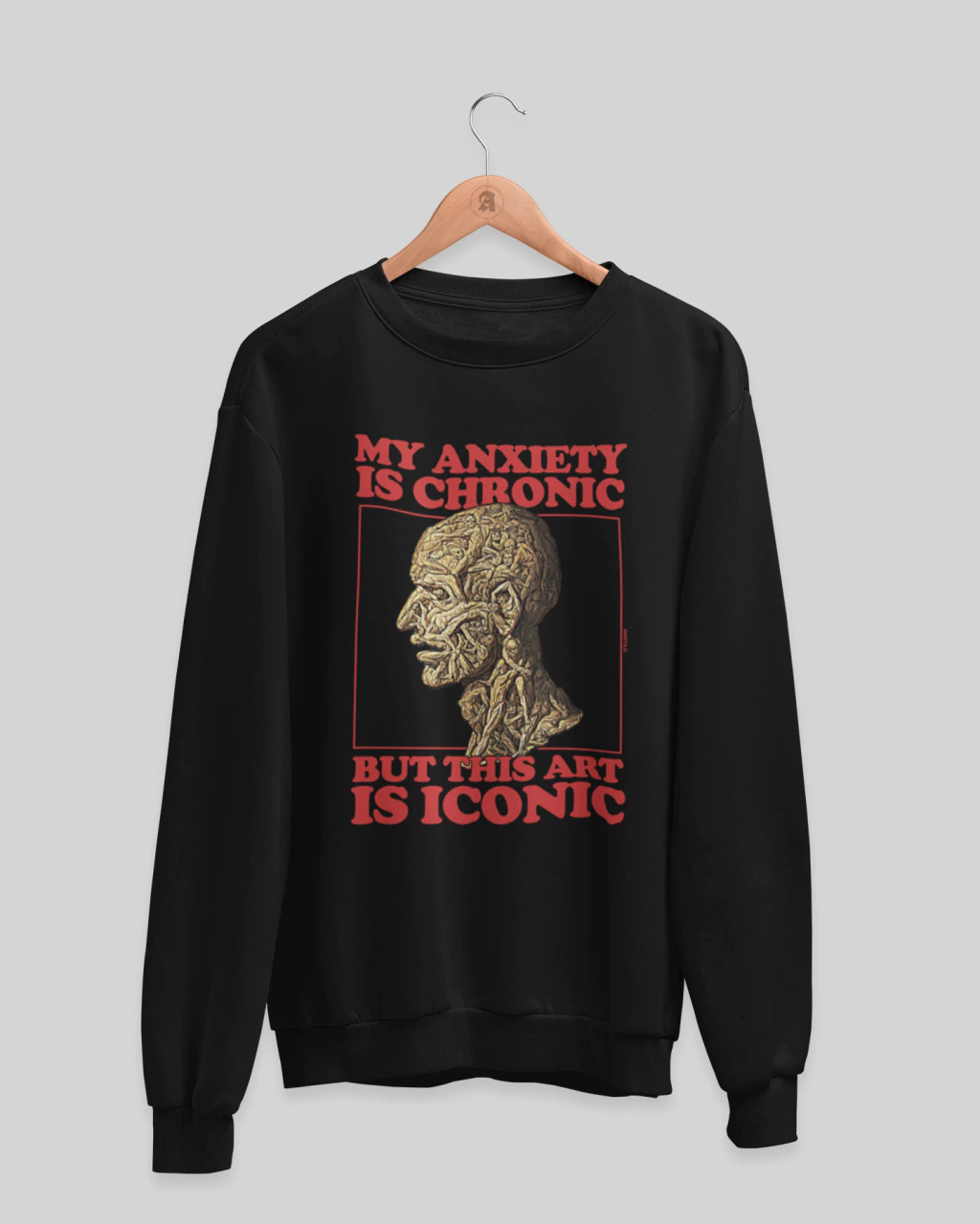 Moletom flanelado "My anxiety is chronic, but this art is iconic" | Cabeça de um homem, composta por figuras nuas, óleo sobre tela - Filippo Balbi (1771-1842) (cópia)