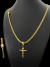 KIT LACRAIA 5MM CORDÃO PULSEIRA PINGENTE CRUZ CRISTO - BANHADO A OURO - comprar online