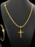 KIT LACRAIA 5MM CORDÃO PULSEIRA PINGENTE CRUZ CRISTO - BANHADO A OURO