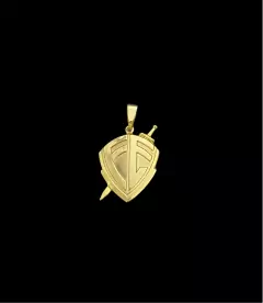 PINGENTE ESCUDO FÉ P - BANHADO A OURO 18K