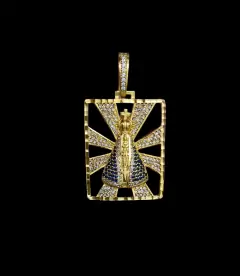 Pingente Nossa Senhora M - BANHADO A OURO 18K