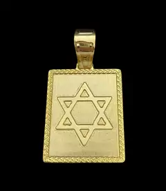 PINGENTE PLACA ESTRELA DE DAVI GG - BANHADO A OURO 18K