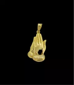 PINGENTE FÉ MÃO CRAVEJADA M - BANHADO A OURO 18K