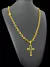 CORDÃO CADEADO 6MM + PINGENTE CRUZ VAZADA - BANHADO A OURO 18K - comprar online