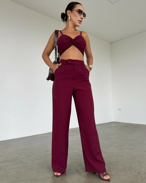 Calca Alfaiataria Pantalona Daniela Vinho - comprar online