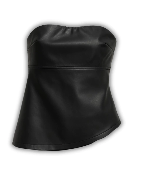 Cropped Couro Fake Assimetrico - comprar online