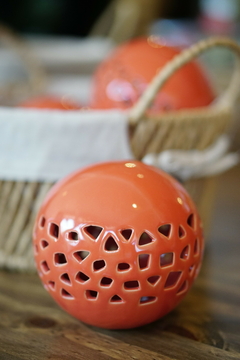 Set x2 esfera calada 10cm ceramica - comprar online