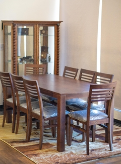 Juego de comedor paraiso p/8 (mesa MC119 90X180 + 8 SILLAS S116) l nogal